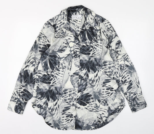 Primark Womens Grey  Polyester Basic Button-Up Size 8 Collared