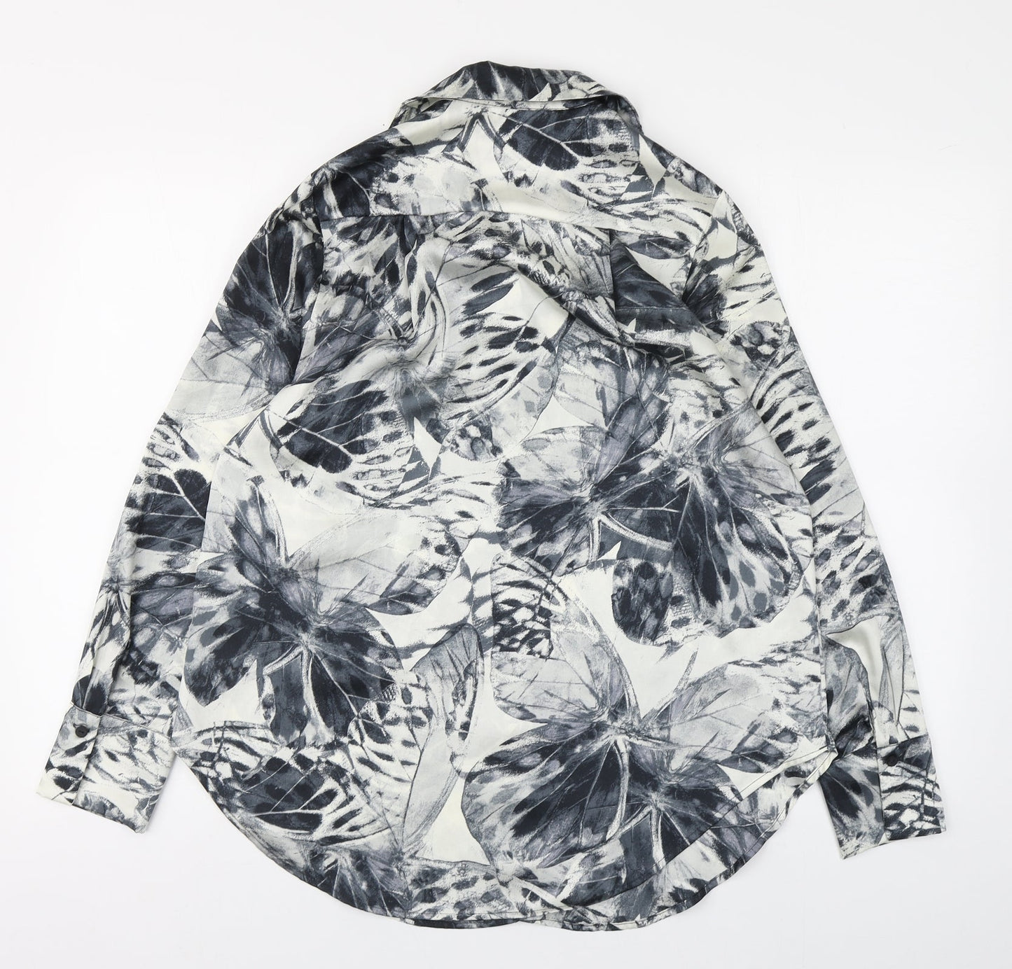 Primark Womens Grey  Polyester Basic Button-Up Size 8 Collared