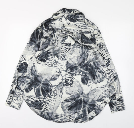 Primark Womens Grey  Polyester Basic Button-Up Size 8 Collared