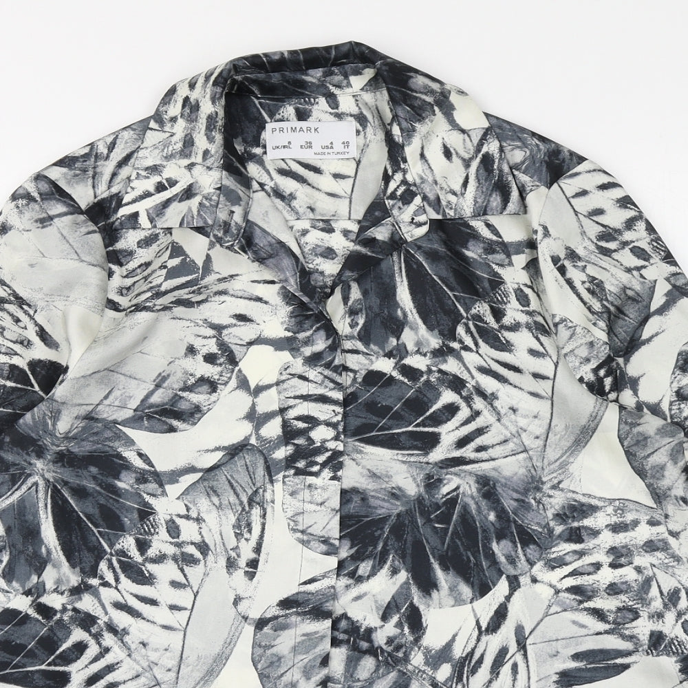 Primark Womens Grey  Polyester Basic Button-Up Size 8 Collared