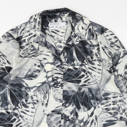 Primark Womens Grey  Polyester Basic Button-Up Size 8 Collared