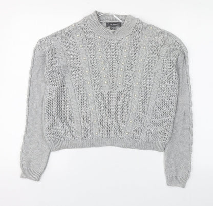 Primark Womens Grey Round Neck  Cotton Pullover Jumper Size S