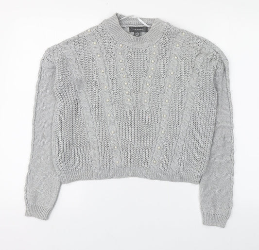 Primark Womens Grey Round Neck  Cotton Pullover Jumper Size S