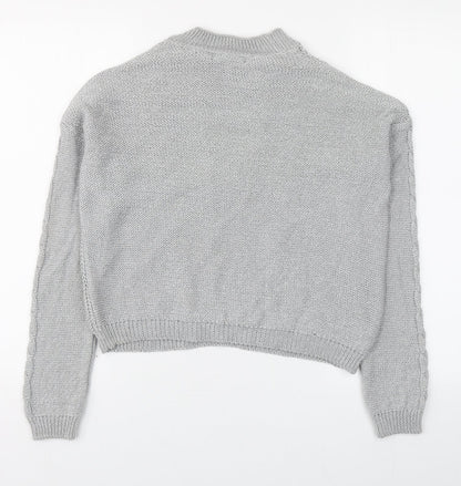 Primark Womens Grey Round Neck  Cotton Pullover Jumper Size S