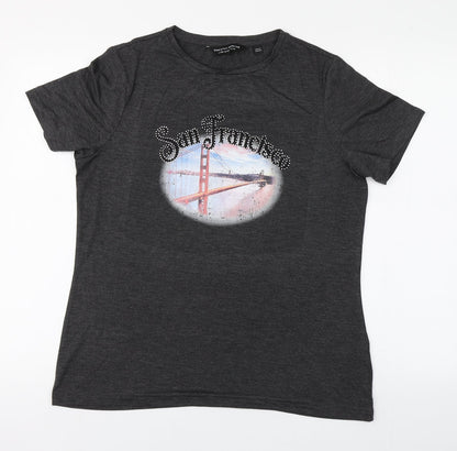 Womens UK Size 10 Dorothy Perkins Grey Basic T-Shirt