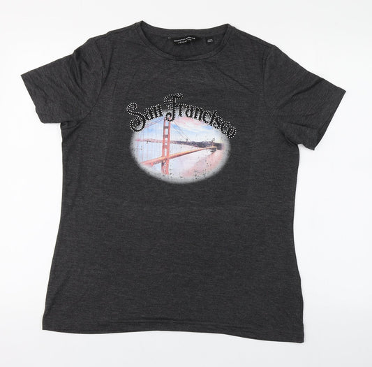 Womens UK Size 10 Dorothy Perkins Grey Basic T-Shirt