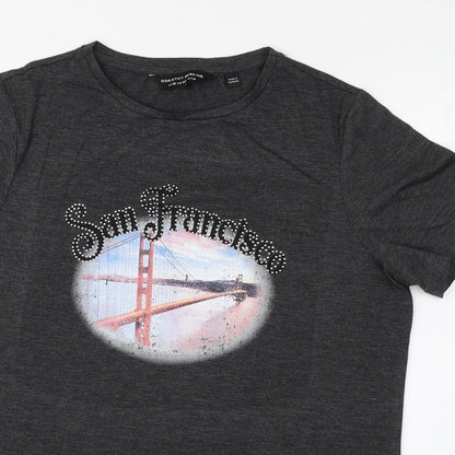 Womens UK Size 10 Dorothy Perkins Grey Basic T-Shirt