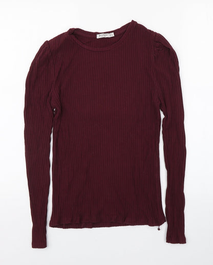 Womens UK Size L Stradivarius Purple Basic T-Shirt