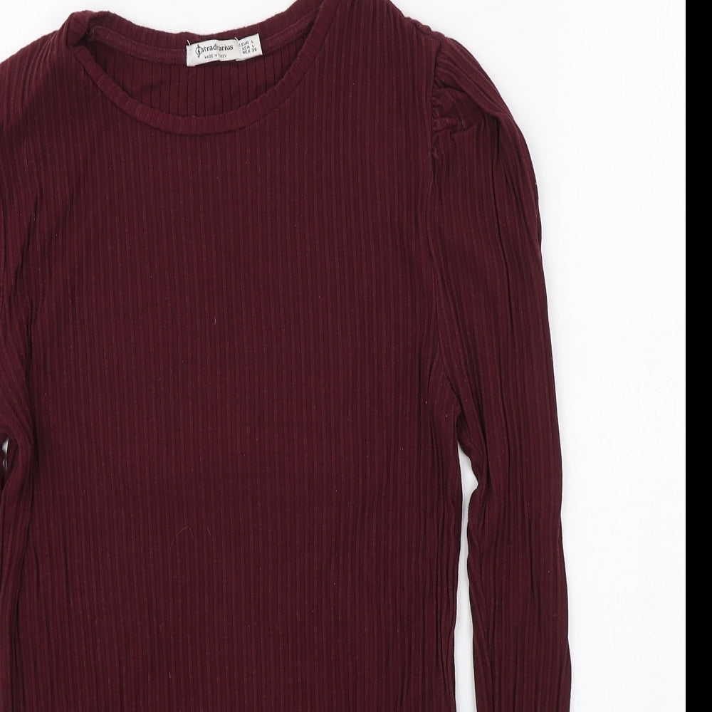 Womens UK Size L Stradivarius Purple Basic T-Shirt