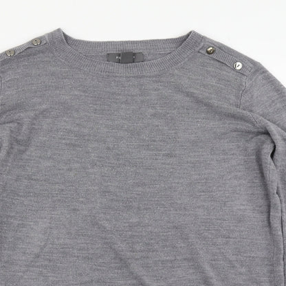 Primark Womens Grey Boat Neck  Acrylic Pullover Jumper Size M