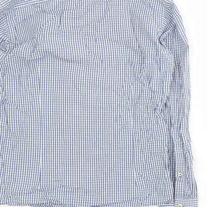 REMUS Mens Blue Plaid Cotton  Button-Up Size M Collared Button