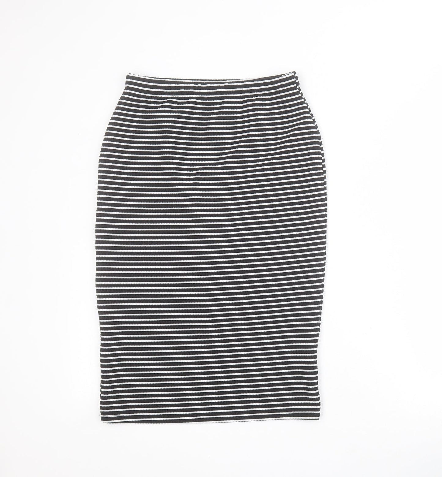 Primark Womens Black Striped Polyester Straight & Pencil Skirt Size 8
