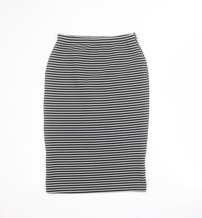 Primark Womens Black Striped Polyester Straight & Pencil Skirt Size 8