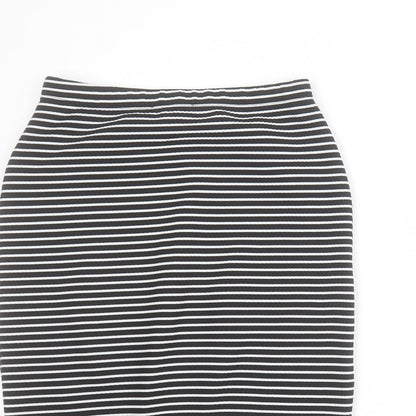 Primark Womens Black Striped Polyester Straight & Pencil Skirt Size 8