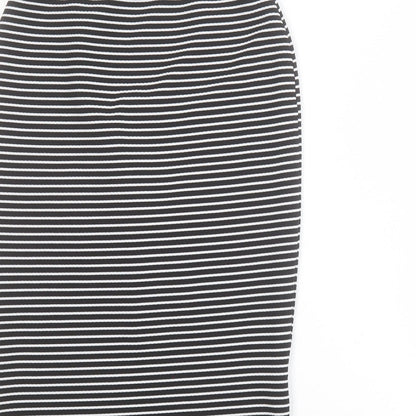 Primark Womens Black Striped Polyester Straight & Pencil Skirt Size 8
