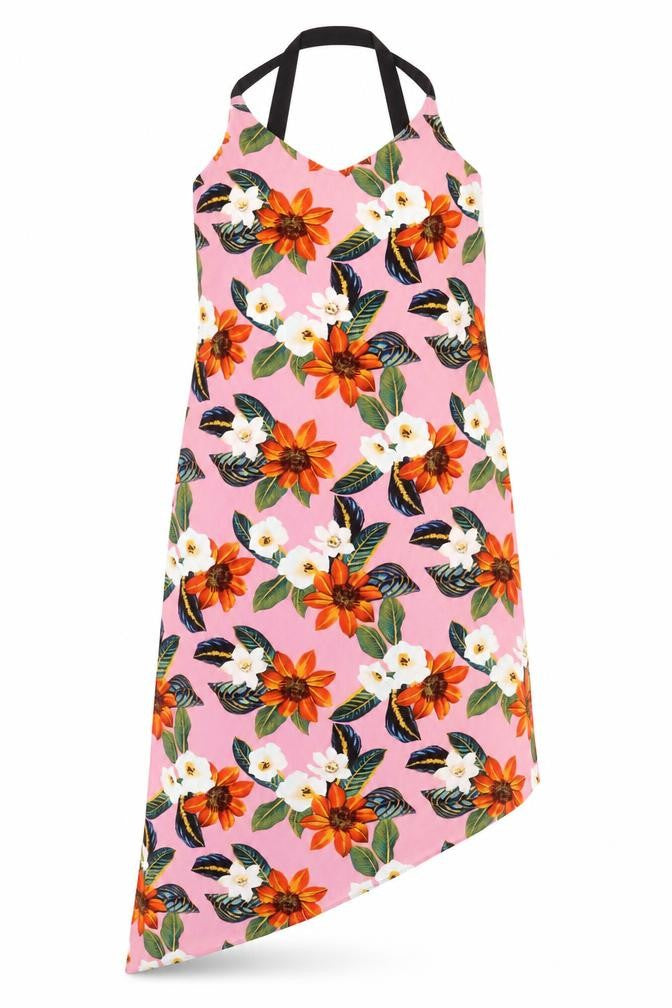 New Look Womens Pink Floral Polyester A-Line  Size 8  V-Neck Pullover