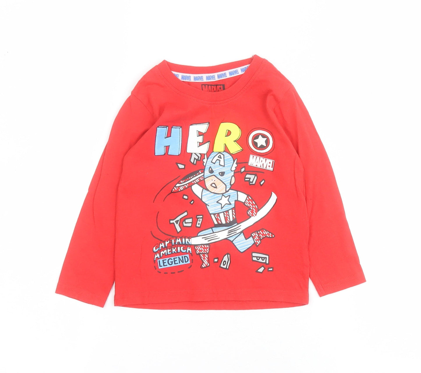 Primark  Red  100% Cotton Pullover T-Shirt Size 12-18 Months Crew Neck Pullover - Marvel