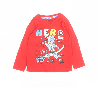 Primark  Red  100% Cotton Pullover T-Shirt Size 12-18 Months Crew Neck Pullover - Marvel