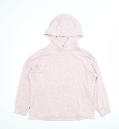 Marks and Spencer Girls Pink  Viscose Pullover Hoodie Size 8-9 Years  Pullover
