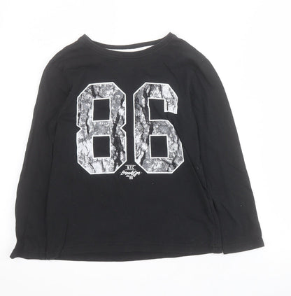 Primark Boys Black  100% Cotton Pullover T-Shirt Size 7-8 Years Round Neck Pullover