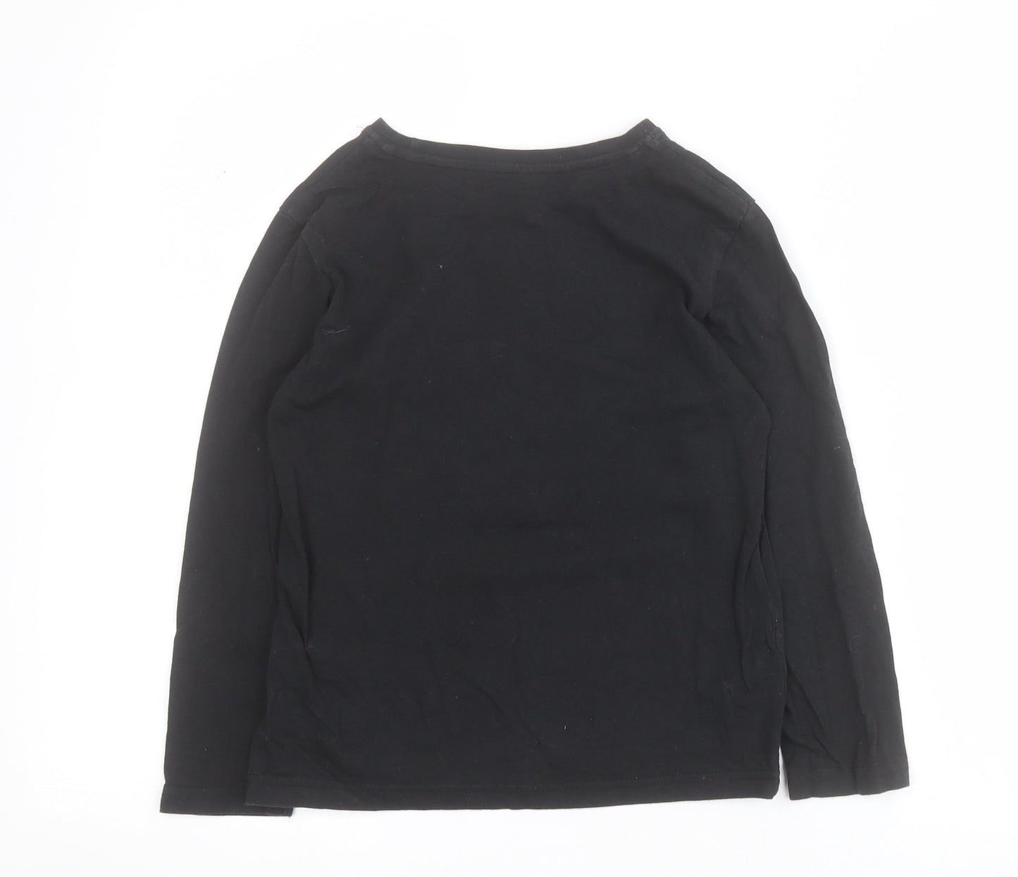Primark Boys Black  100% Cotton Pullover T-Shirt Size 7-8 Years Round Neck Pullover