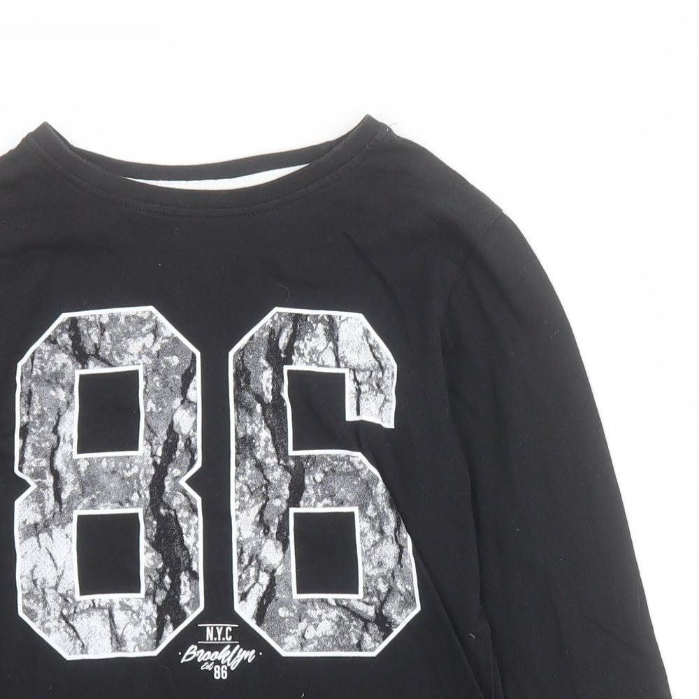 Primark Boys Black  100% Cotton Pullover T-Shirt Size 7-8 Years Round Neck Pullover