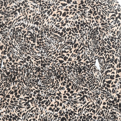 F&F Womens Beige Animal Print Polyester Basic T-Shirt Size 6 Round Neck