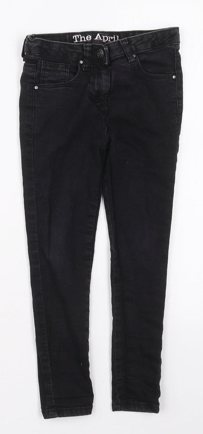 Matalan Girls Black  Cotton Skinny Jeans Size 7 Years  Regular Button