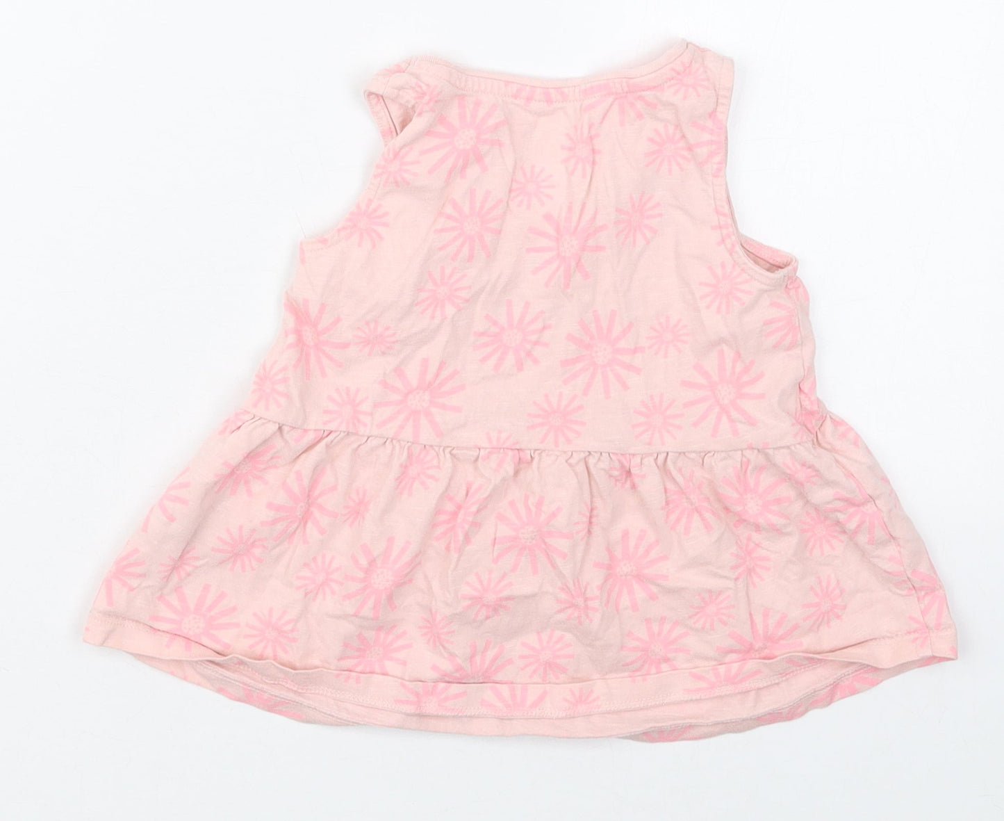 F&F Girls Pink Geometric Cotton Basic Tank Size 3-4 Years Crew Neck Pullover - Be Happy