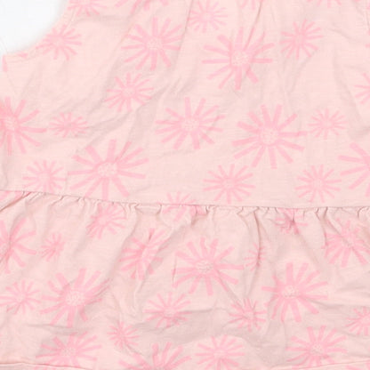 F&F Girls Pink Geometric Cotton Basic Tank Size 3-4 Years Crew Neck Pullover - Be Happy