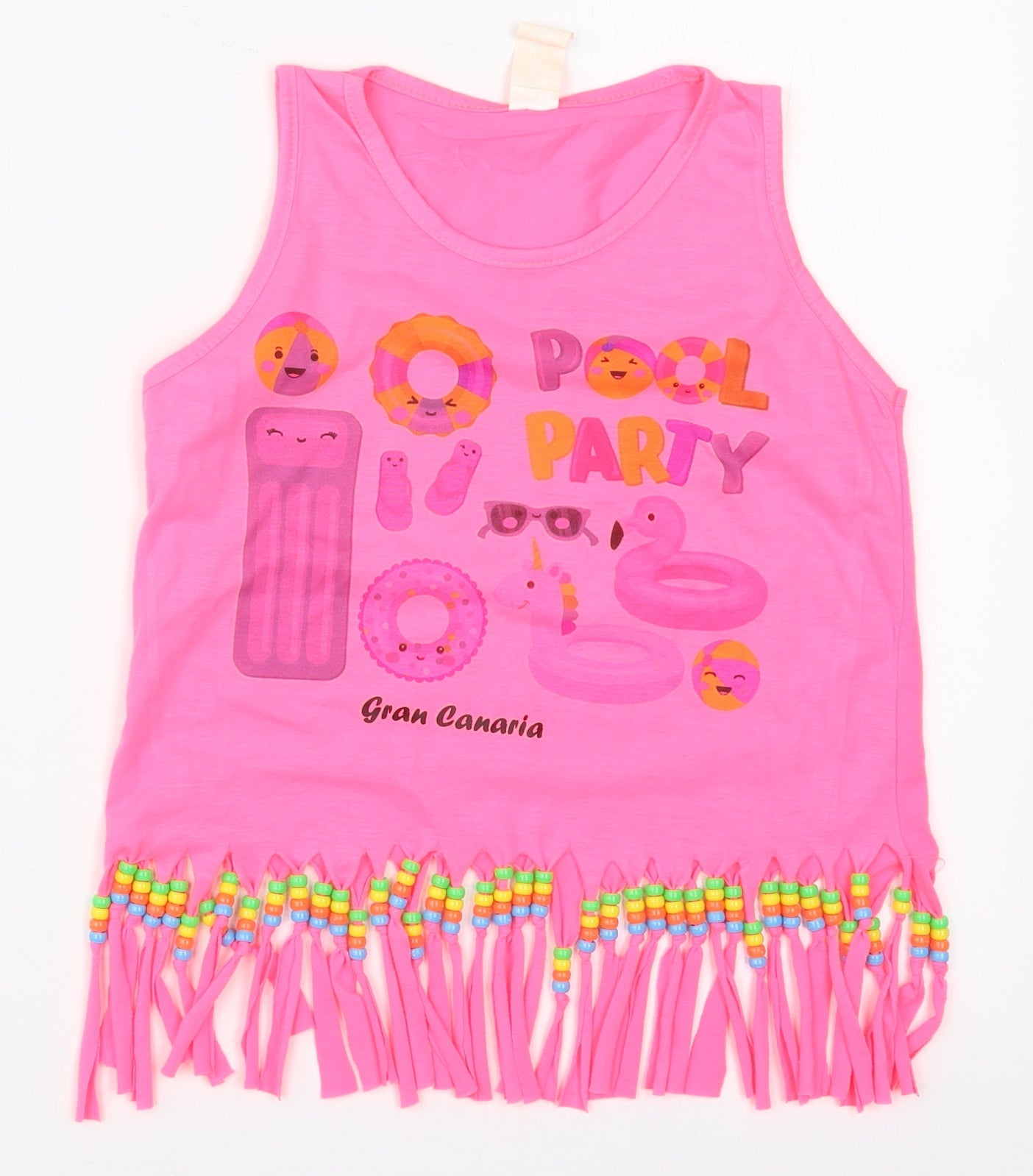 Preworn Girls Pink  Polyester Basic Tank Size XL Crew Neck Pullover - Pool Party Gran Canaria