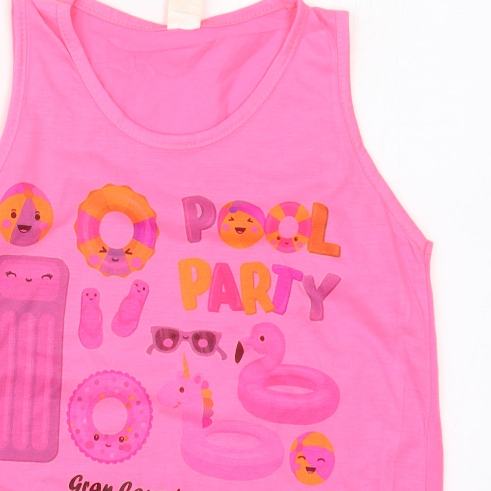 Preworn Girls Pink  Polyester Basic Tank Size XL Crew Neck Pullover - Pool Party Gran Canaria