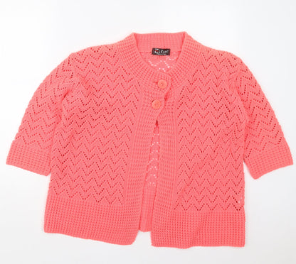 Womens UK Size L Elegant Pink Cardigan Jumper