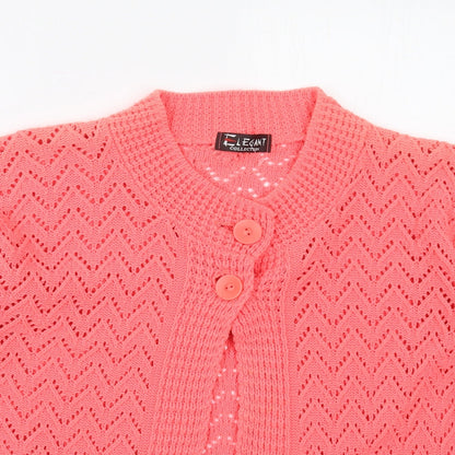 Womens UK Size L Elegant Pink Cardigan Jumper