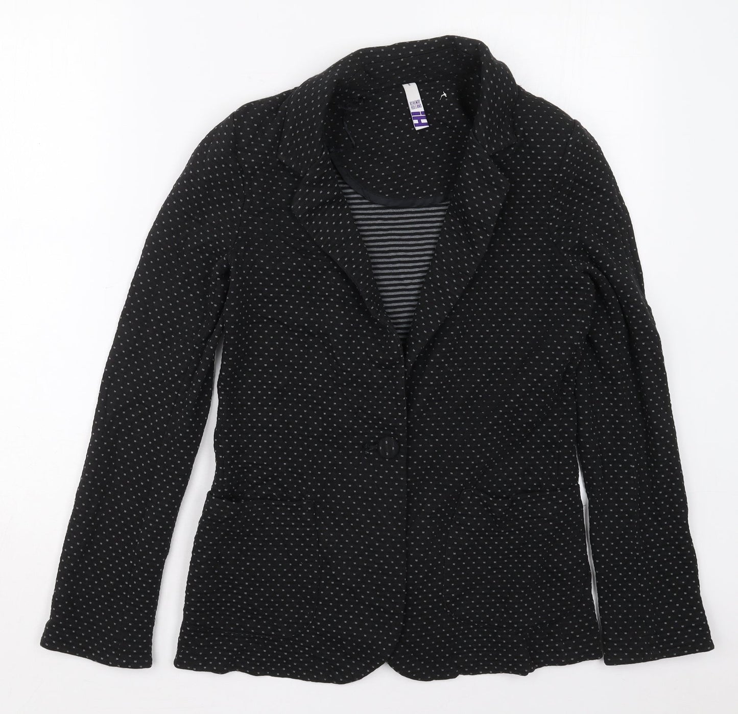 Henry Holland Womens Black Geometric Cotton Jacket Blazer Size 8