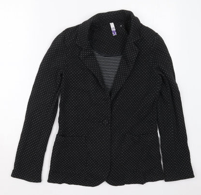 Henry Holland Womens Black Geometric Cotton Jacket Blazer Size 8