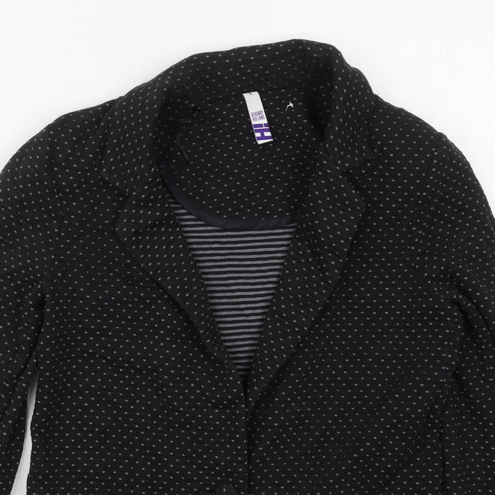 Henry Holland Womens Black Geometric Cotton Jacket Blazer Size 8