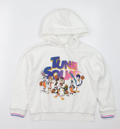Marks and Spencer Girls White  Cotton Pullover Hoodie Size 10-11 Years  Pullover - Tune Squad