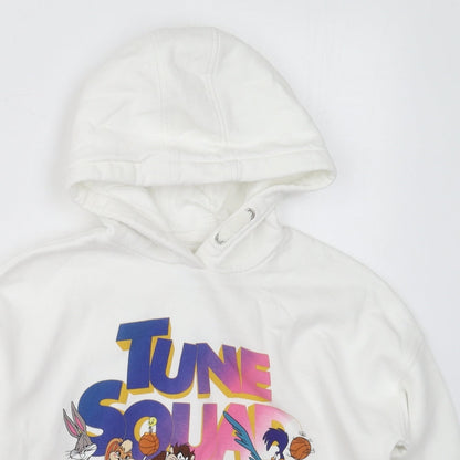 Marks and Spencer Girls White  Cotton Pullover Hoodie Size 10-11 Years  Pullover - Tune Squad