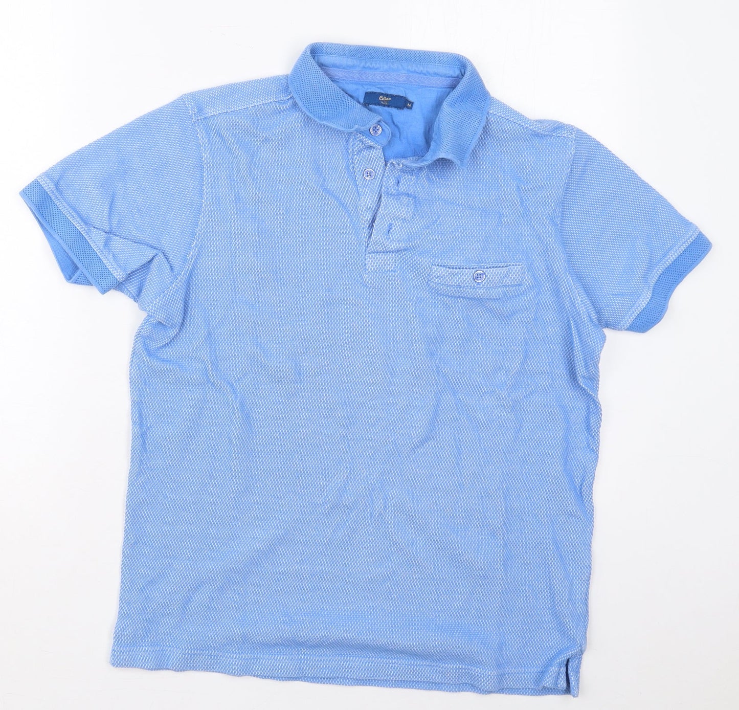 Cotton Traders Mens Blue  Cotton  Polo Size M Collared Pullover
