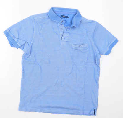 Cotton Traders Mens Blue  Cotton  Polo Size M Collared Pullover