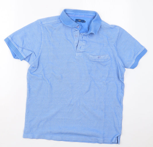 Cotton Traders Mens Blue  Cotton  Polo Size M Collared Pullover