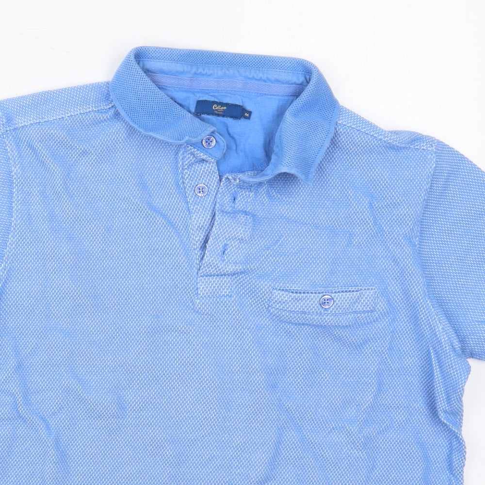 Cotton Traders Mens Blue  Cotton  Polo Size M Collared Pullover