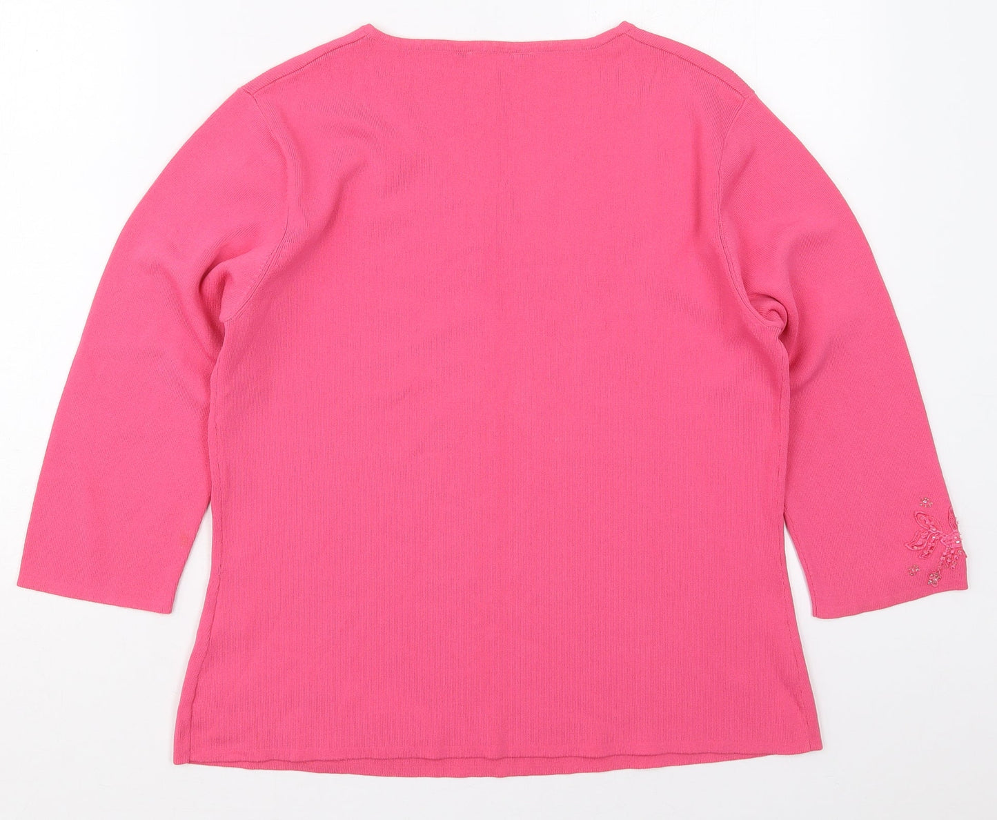 Heather Valley Womens Pink V-Neck  Viscose Pullover Jumper Size 12   - Flowers