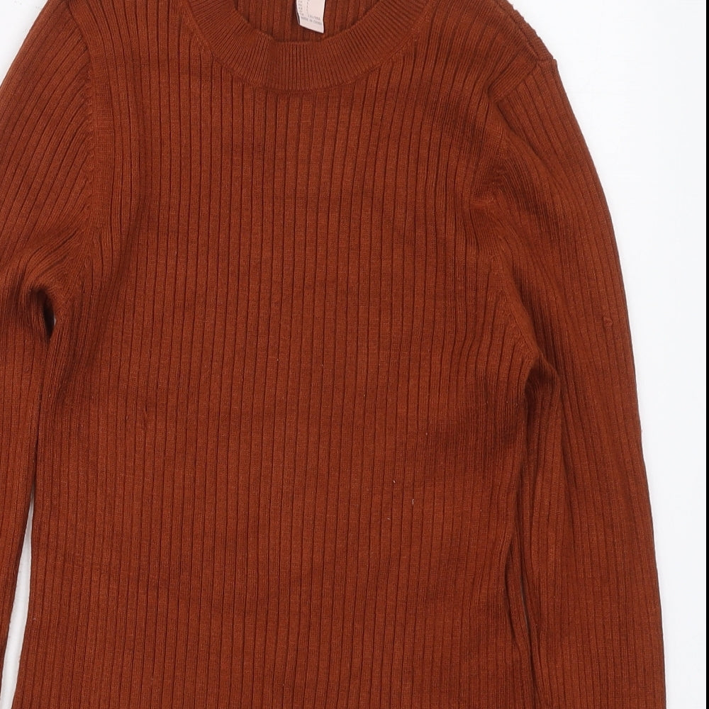 FOREVER 21 Womens Brown Crew Neck  Viscose Pullover Jumper Size L