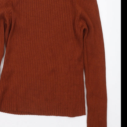 FOREVER 21 Womens Brown Crew Neck  Viscose Pullover Jumper Size L