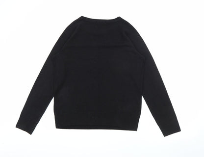 TU Womens Black Crew Neck  Acrylic Pullover Jumper Size 10