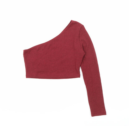 SheIn Womens Red Scoop Neck  Polyester Pullover Jumper Size S   - Off shoulder