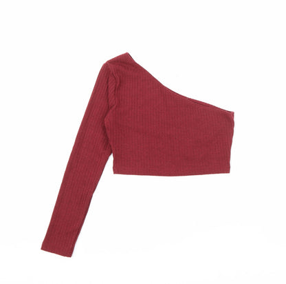 SheIn Womens Red Scoop Neck  Polyester Pullover Jumper Size S   - Off shoulder