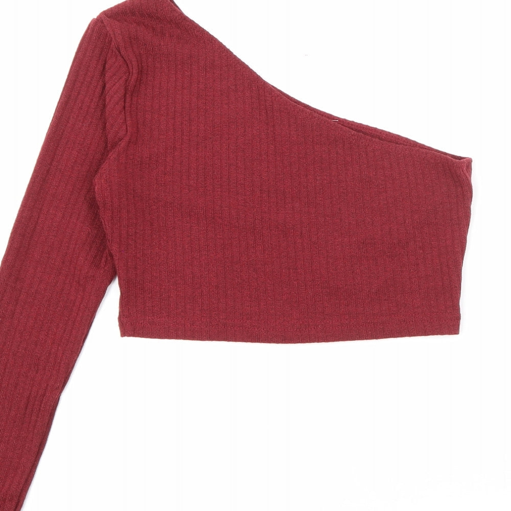 SheIn Womens Red Scoop Neck  Polyester Pullover Jumper Size S   - Off shoulder